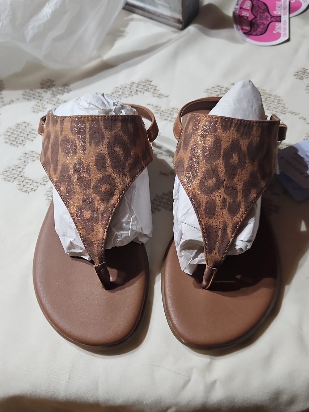 Aerosoles Leopard Print Brown Thong Sandals - Women